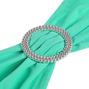 Elegant Green Scarf with Silver Ring